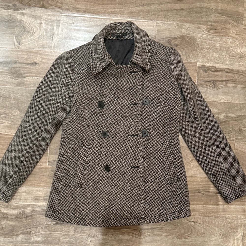 Theory Black and White Houndstooth Coat